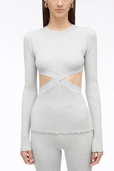 3.1 Phillip Lim Marled Lurex Crossover Cut Out Pullover