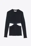 3.1 Phillip Lim Marled Lurex Crossover Cut Out Pullover In Black-midnight