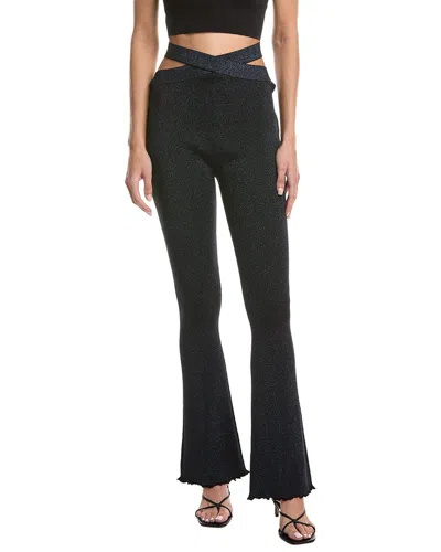 3.1 Phillip Lim Marlet Cutout Metallic Ribbed-knit Flared Pants In Midnight Blue