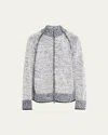3.1 Phillip Lim Men's Marled Full-zip Cardigan Sweater In Antwht Multi