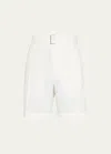 3.1 Phillip Lim Men's Pleated Self-belt Tailored Shorts In Ant. White