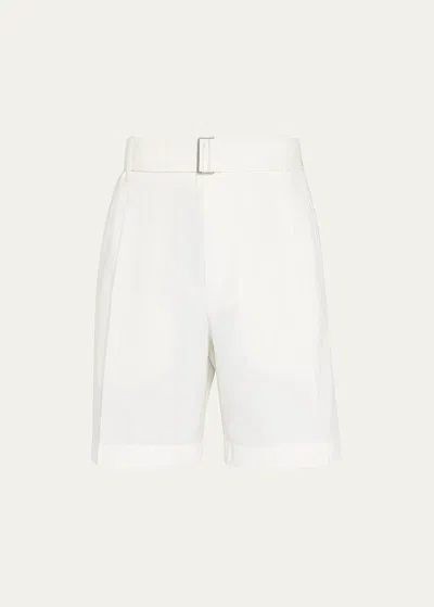 3.1 Phillip Lim Men's Pleated Self-belt Tailored Shorts In Ant. White