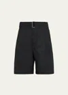 3.1 Phillip Lim Men's Pleated Self-belt Tailored Shorts In Black