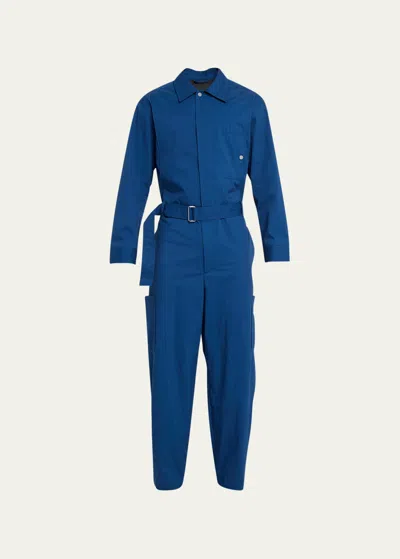 3.1 Phillip Lim Men's Relaxed Belted Jumpsuit In Blue