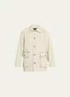 3.1 Phillip Lim Men's Twill Button-front Chore Coat In Sand