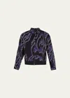 3.1 Phillip Lim Men's Wood Grain-print Bomber Jacket In Midnight Multi
