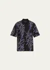 3.1 Phillip Lim Men's Wood Grain-print Sport Shirt In Midnight Multi