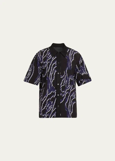 3.1 Phillip Lim Men's Wood Grain-print Sport Shirt In Midnight Multi