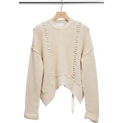3.1 Phillip Lim Mercerized Textured Cotton Blend Sweater In Neutral