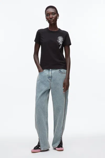 3.1 Phillip Lim Merch Tee W Flower Applique In Black