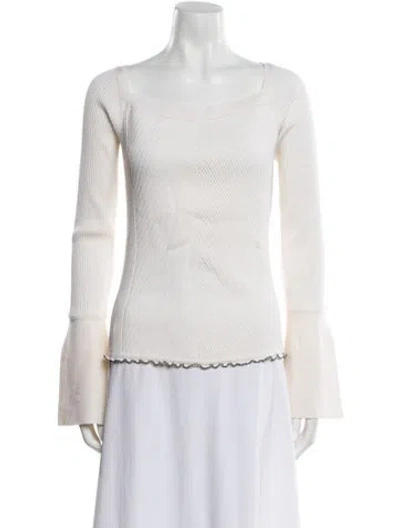 Pre-owned 3.1 Phillip Lim Merino Wool Square Neckline Sweater In Neutral