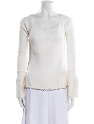 Pre-owned 3.1 Phillip Lim Merino Wool Square Neckline Sweater W/ Tags In Neutral