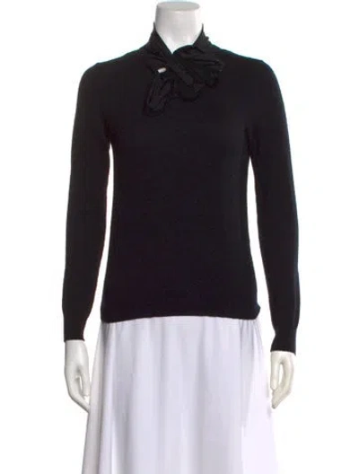 Pre-owned 3.1 Phillip Lim Merino Wool Tie Neck Top In Black