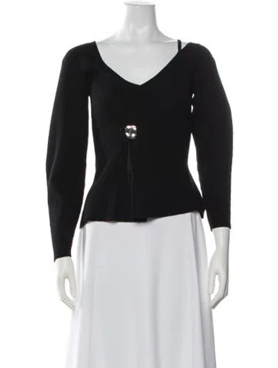 Pre-owned 3.1 Phillip Lim Merino Wool V-neck Sweater In Black