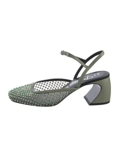 Pre-owned 3.1 Phillip Lim Mesh Beaded Accents Slingback Pumps In Green