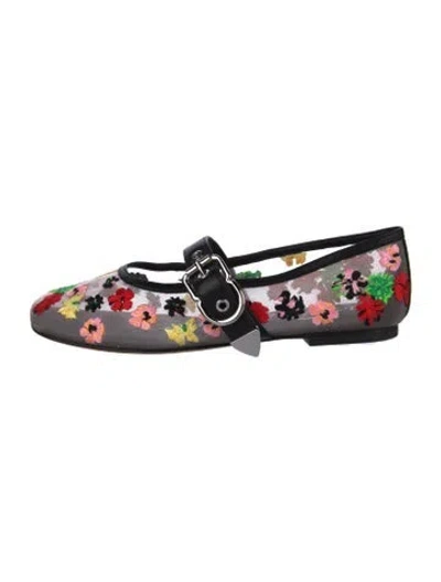 Pre-owned 3.1 Phillip Lim Mesh Floral Print Mary Jane Flats In Multi