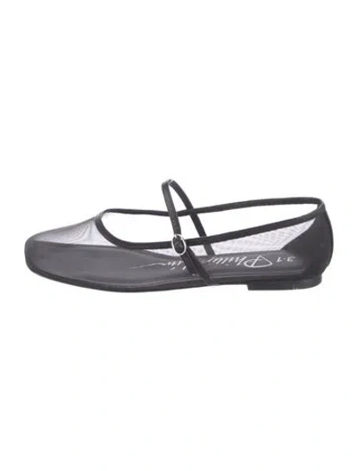 Pre-owned 3.1 Phillip Lim Mesh Leather Trim Embellishment Mary Jane Flats In Black