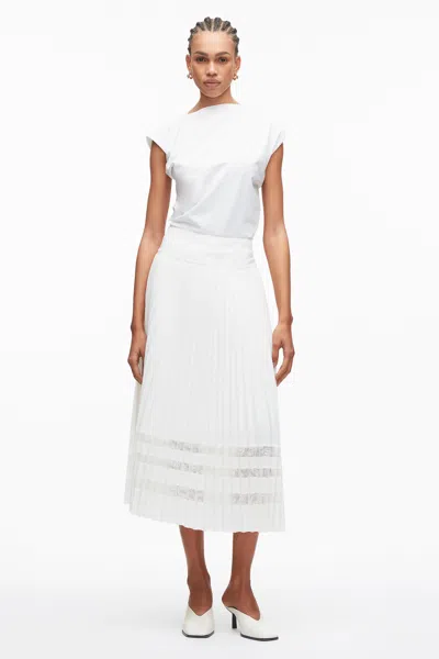 3.1 Phillip Lim Midi Pleated Skirt With Lace Insert In White