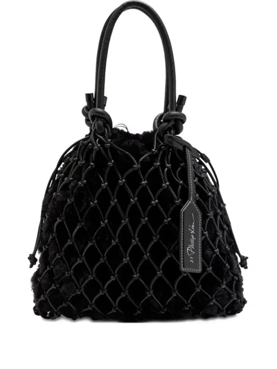 3.1 Phillip Lim Faux Fur Macrame Mini Sac Top-handle Bag In Black