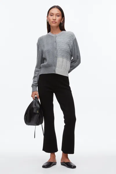 3.1 Phillip Lim Mix Cable Crew Neck Cardigan In Gray