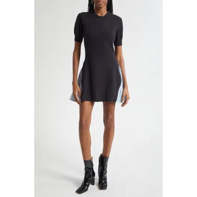 3.1 Phillip Lim Mixed Media Cotton Blend Minidress In Black