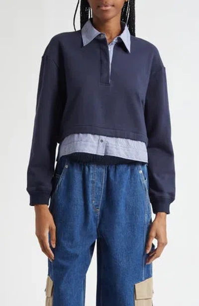 3.1 Phillip Lim Mixed Media Cotton Crop Sweatshirt In Multi