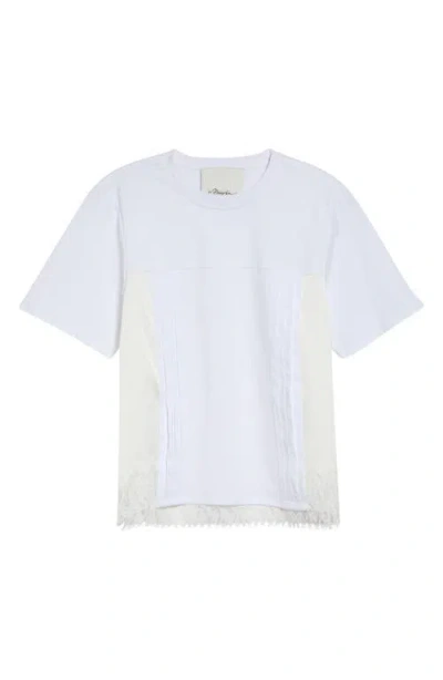 3.1 Phillip Lim Mixed Media Cotton T-shirt In White