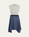3.1 Phillip Lim Sleeveless Mixed Media Dress In Md Heather Grey - Indigo