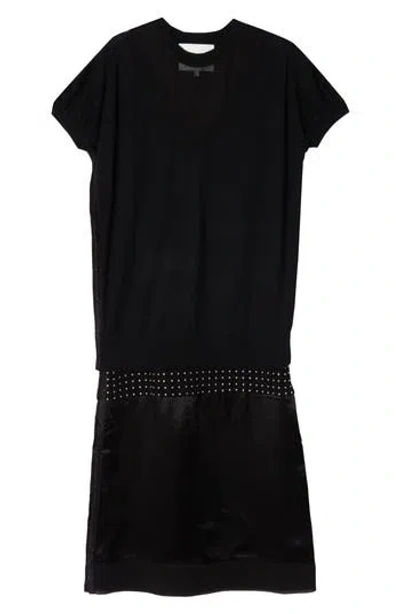 3.1 Phillip Lim Mixed Media Studded Knit Dress In Black