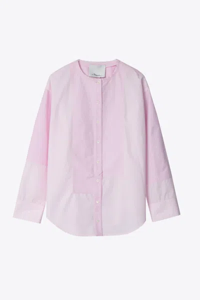 3.1 Phillip Lim Mixed Oxford Collarless Shirt In Pink