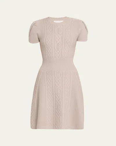 3.1 Phillip Lim Mock-neck Cable-knit Wool Mini Dress In Gray