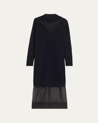 3.1 Phillip Lim Mock-neck Combo Sweater Dress In Midnight