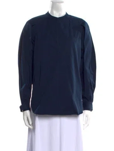 Pre-owned 3.1 Phillip Lim Mock Neck Long Sleeve Blouse In Blue