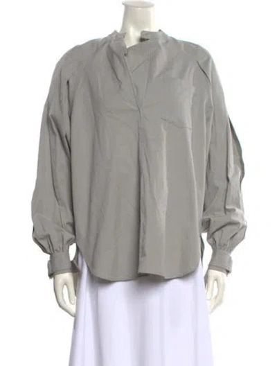 Pre-owned 3.1 Phillip Lim Mock Neck Long Sleeve Blouse In Gray