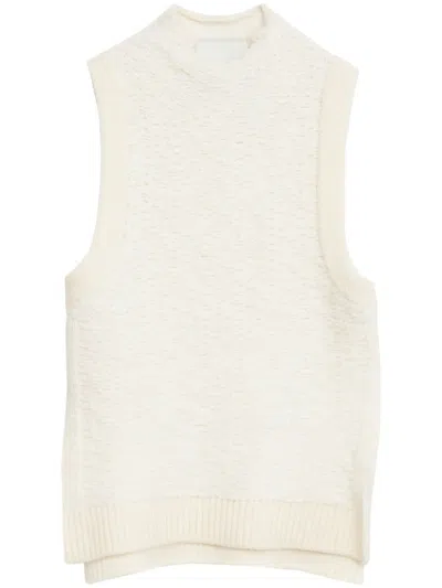 3.1 Phillip Lim Wool Float Jqrd Mockneck Shell In White