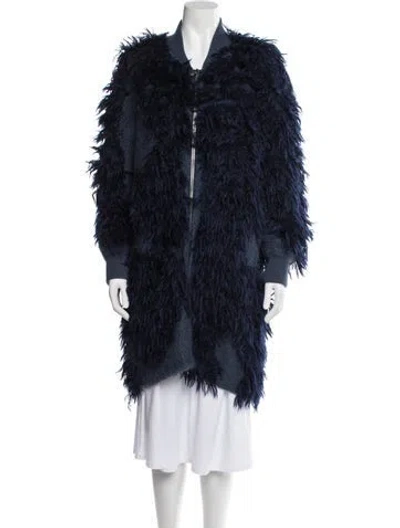 Pre-owned 3.1 Phillip Lim Mohair Faux Fur Coat In Blue