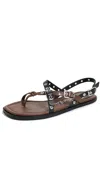 3.1 Phillip Lim Rivet Leather Strappy Toe-ring Sandals In Blk Multi