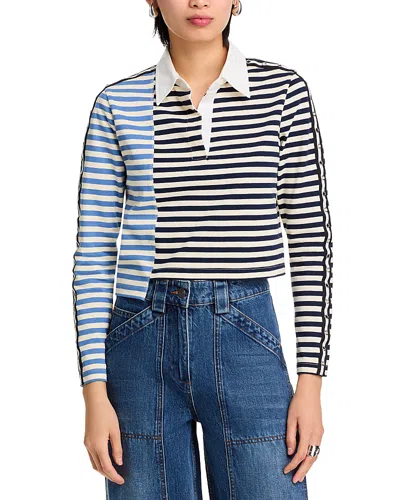 3.1 Phillip Lim Stripe Long Sleeve Cotton Polo Shirt In Multi
