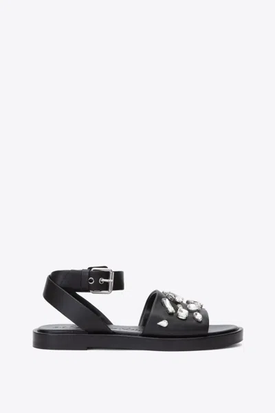 3.1 Phillip Lim Nadine Ankle Wrap Sandal With Gem Embroidery In Black