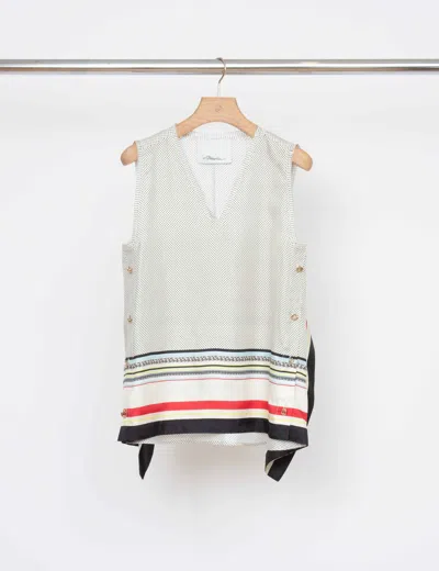 3.1 Phillip Lim Ny Liberty Silk Sleeveless Cascade Drape Top In White