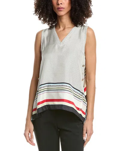 3.1 Phillip Lim Ny Liberty Silk Sleeveless Cascade Draped Blouse In Gray