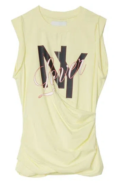 3.1 Phillip Lim Ny Lover Graphic Draped Jersey Tank In Yellow
