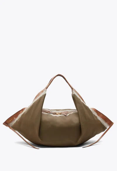 3.1 Phillip Lim Nylon Luna Large Bag With Contrast Stitch In Brown