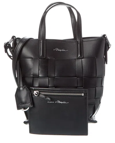 3.1 Phillip Lim Odita Woven Leather Bucket Bag In Black