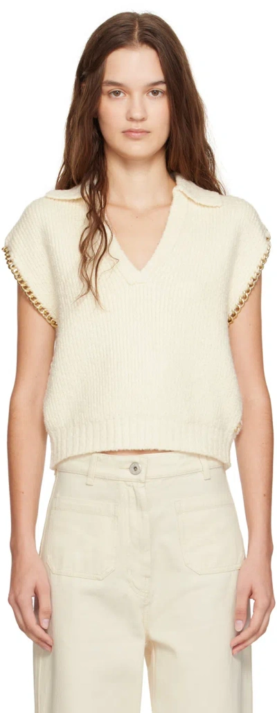 3.1 Phillip Lim Off-white Boucle Cropped Chain Trim Vest In Iv122 Ivory
