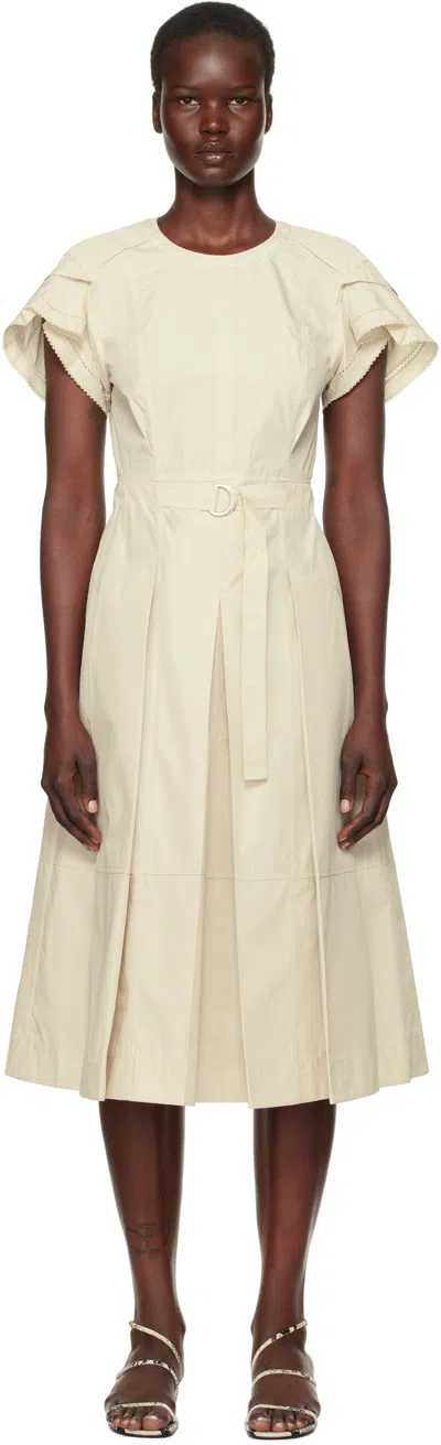 3.1 Phillip Lim Off-white Cascade Petal Sleeve Midi Dress In Stone