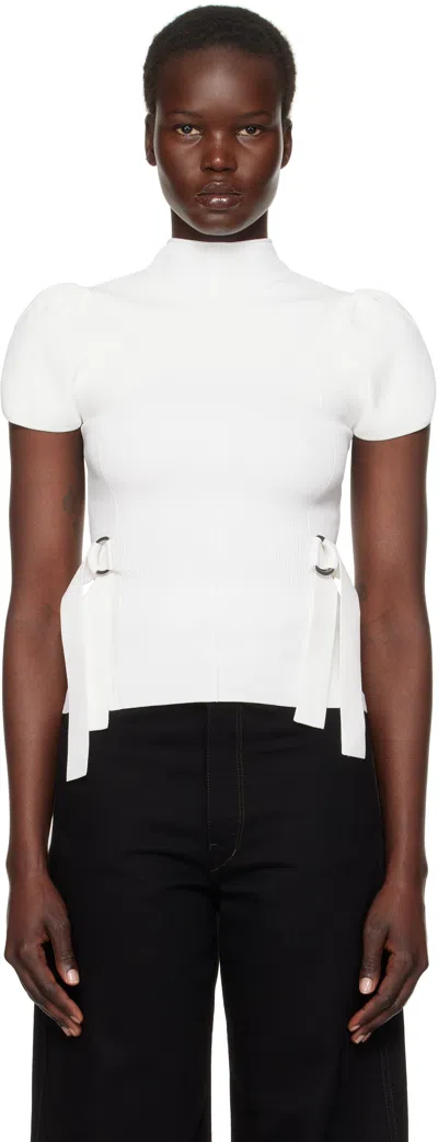 3.1 Phillip Lim Off-white Compact Rib Tulip Top In Ivory