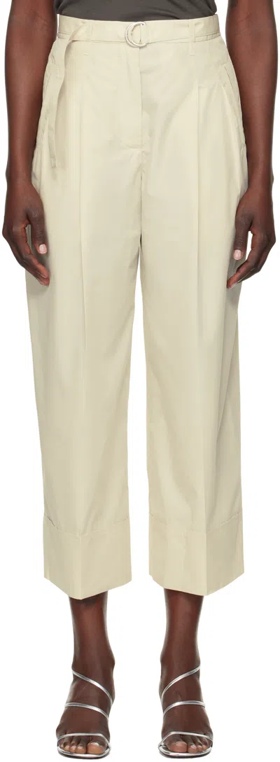 3.1 Phillip Lim Off-white Double Pleat Wide Cropped Trousers In Stone
