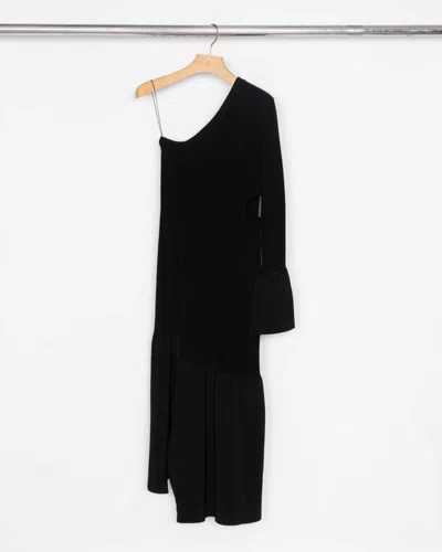 3.1 Phillip Lim One Sleeved Ribbed Cutout Dress In Black