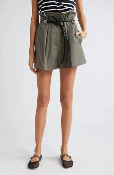 3.1 Phillip Lim Origami Belted Stretch Cotton Shorts In Green